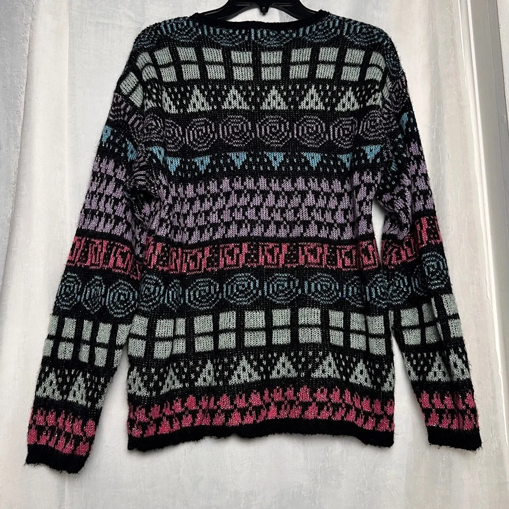 3/$20 💥 Vintage Lindsey Blake Wool Blend Cozy Geometric Print Crewneck‎ Sweater